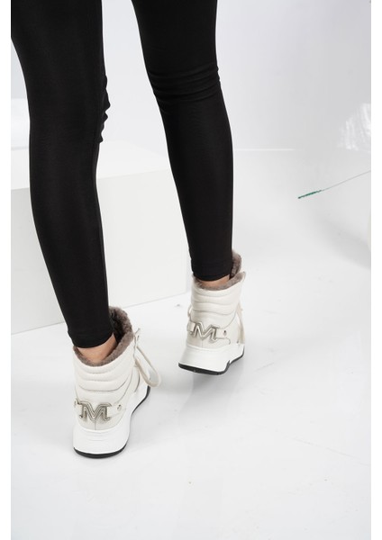 Hakiki Deri Kürklü Bej Kadın Sneaker Bot 222114204 modelleri