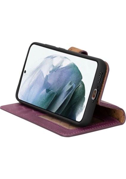 Samsung Galaxy S23 Uyumlu Deri Cüzdanlı Kılıf Cz7 Mor fiyatları