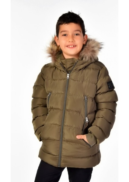 Natürel Kürklü Erkek Çocuk Mont