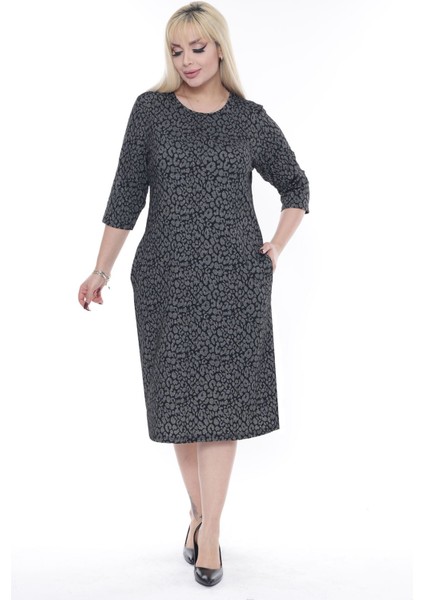 Jakarlı Cepli Kışlık Büyük Beden Elbise 30A-2278 fiyatları