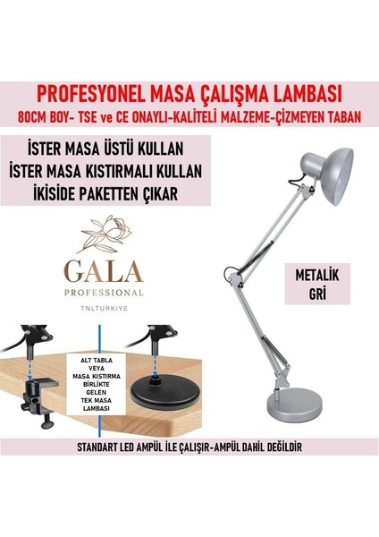 Gala Masa Lambası Ayaklı Gri