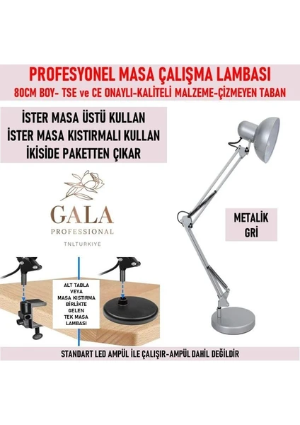 Gala Professi̇onal Gala Masa Lambası Ayaklı Gri