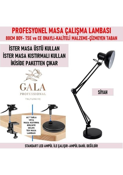 Gala Masa Lambası Ayaklı Siyah