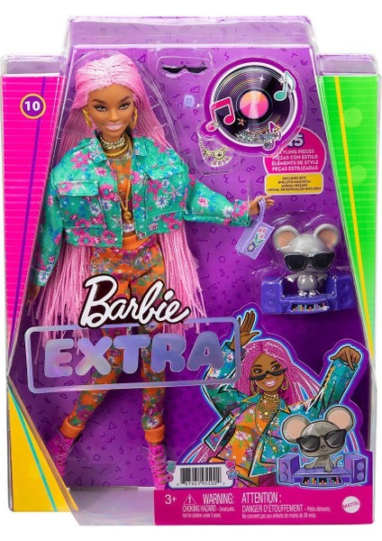 GXF09 Barbie Extra - Pembe Örgü Saçlı Bebek, +3 Yaş