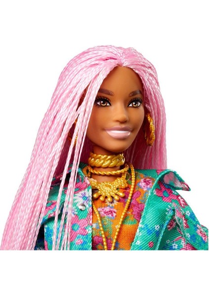 GXF09 Barbie Extra - Pembe Örgü Saçlı Bebek, +3 Yaş