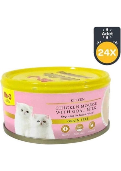 Me-O Tahılsız Kıyılmış Tavuklu ve Keçi Sütlü Yavru Kedi Konservesi 80 gr x 24 Adet