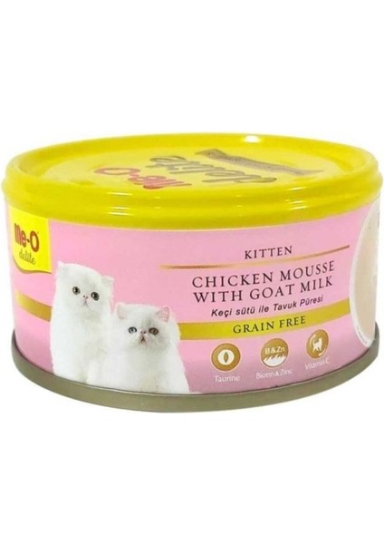 Me-O Tahılsız Kıyılmış Tavuklu ve Keçi Sütlü Yavru Kedi Konservesi 80 gr x 24 Adet
