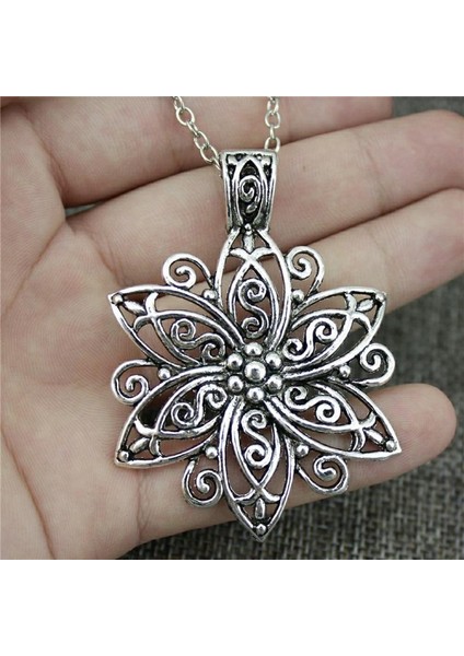 Basit Büyük Çiçek Uzun Takı Kolye (Yurt Dışından)