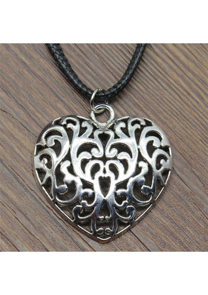 1 Adet Deri Zincir Gerdanlık Yaka Vintage Oyma Kalp 15X15MM Kolye (Yurt Dışından)