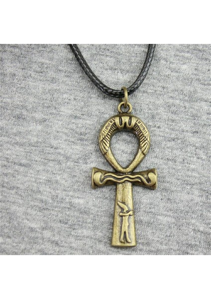 1 Adet Deri Zincir Gerdanlık Yaka Kadın Ankh Çapraz 41X19MM Kolye (Yurt Dışından)