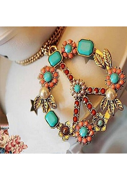 Kadın Modası Vintage Savaş Karşıtı Çiçek Kazak Zinciri Kolye (Yurt Dışından)
