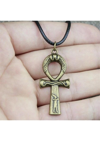 1 Adet Deri Zincir Gerdanlık Yaka Kadın Ankh Çapraz 41X19MM Kolye (Yurt Dışından)