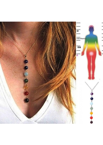Çakra 7 Doğal Taşlar Charm Kadın 's Moda Için Genç Kız Takısı Gerdanlık Boh Kolye (Yurt Dışından)