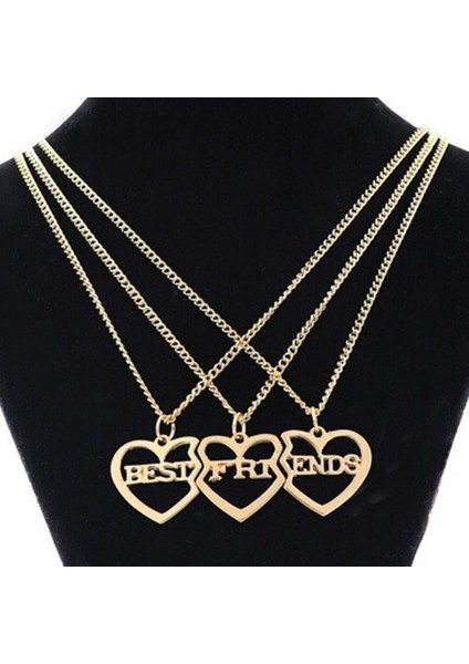 Best Friends Bff Ler Altın Gümüş Rosegold Kaplama Kalp 3 Arkadaşlık Için Kolye (Yurt Dışından)