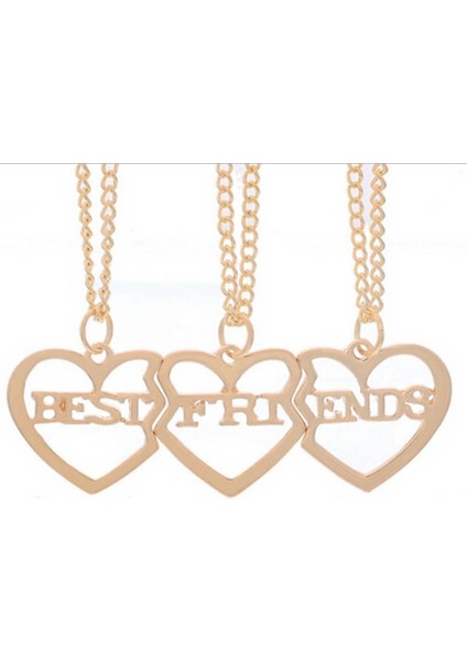 Best Friends Bff Ler Altın Gümüş Rosegold Kaplama Kalp 3 Arkadaşlık Için Kolye (Yurt Dışından) fiyatları