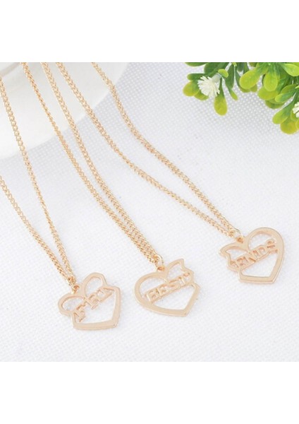 Best Friends Bff Ler Altın Gümüş Rosegold Kaplama Kalp 3 Arkadaşlık Için Kolye (Yurt Dışından) modelleri