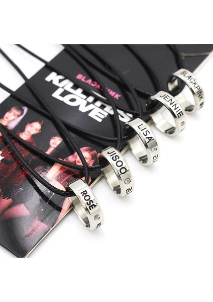 Yeni K-Pop Siyah Pembe Albümü Erkekler ve Kadınlar Erkek ve Kız Takı Zinciri Kolye (Yurt Dışından)