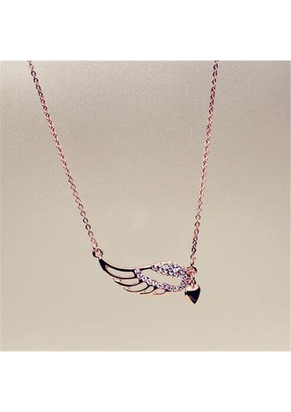 Kore Versiyonu Moda Rhinestones Hollow Melek Kanatları Aşk Kalp Klavikula Zincir Kolye (Yurt Dışından) fırsatları