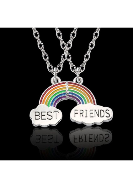 2 Adet Renkli Gökkuşağı Bulutlar Bulmaca Best Friend Bff Takı Çocuklar Kolye (Yurt Dışından)