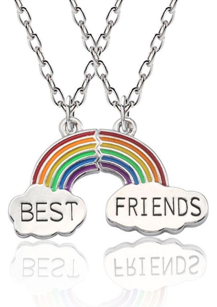 2 Adet Renkli Gökkuşağı Bulutlar Bulmaca Best Friend Bff Takı Çocuklar Kolye (Yurt Dışından)
