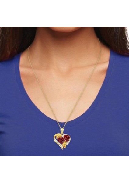 1 Adet Kadın Kalp Şekli Yılan Zincirleri Gül Taklidi Kadın Moda Takı Kolye (Yurt Dışından) fırsatları