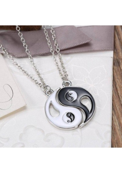 Yeni Mistik Yin Yang Paslanmaz Çelik Çift Kolye (Yurt Dışından)