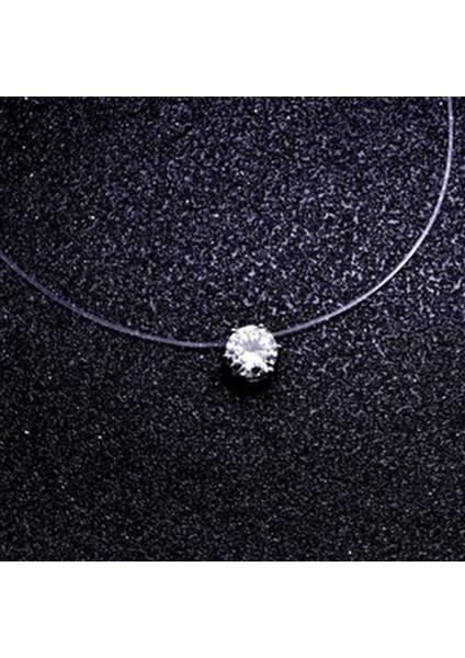 Kare 6 Pençe Cz Taş Kristal Zirkon Görünmez Şeffaf Olta Zincir Kolye (Yurt Dışından) modelleri