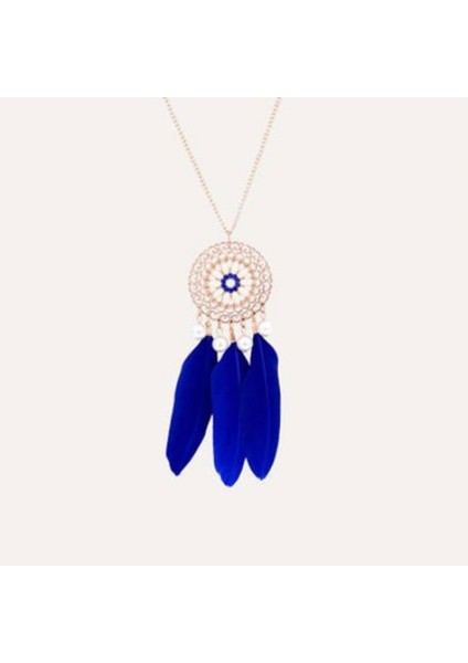 1 Adet Kadın Dreamcatcher Deri Inci Kazak Zincir Kolye (Yurt Dışından)