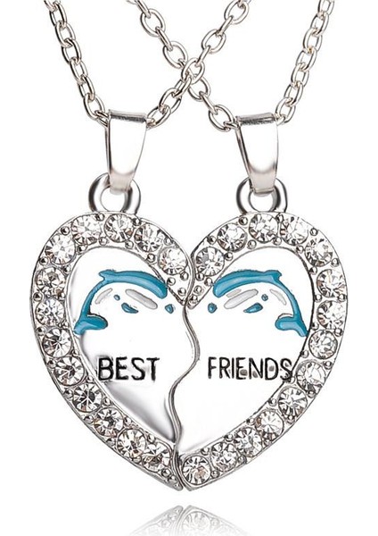 Best Friends Yunus Taklidi Iki Adet Ekleme Aşk Kalp Kolye (Yurt Dışından)
