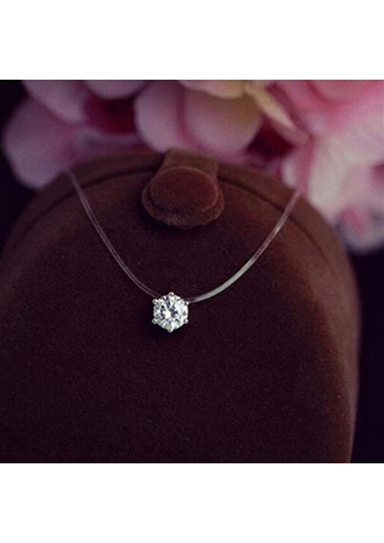 Kare 6 Pençe Cz Taş Kristal Zirkon Görünmez Şeffaf Olta Zincir Kolye (Yurt Dışından) fırsatları