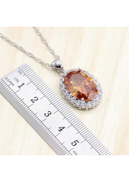 Gümüş Renk Kadınlar Için Oval Zirkon Takı Kolye (Yurt Dışından)