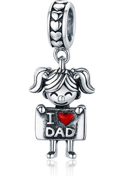 2 Adet I Love Dad Mom Güzel Kız Erkek Charm Fit Dıy Bilezik Ler Kolye (Yurt Dışından)