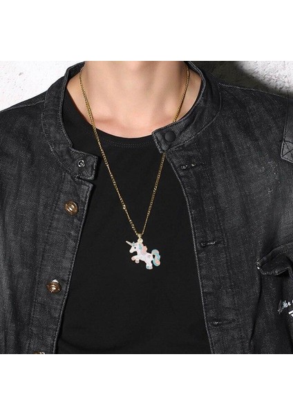 Moda Karikatür Unicorn Pegasus Modeli Damla Trendy Kolye (Yurt Dışından)