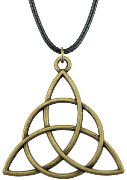 1 Adet Deri Zincir Gerdanlık Yaka Eski Triquetra Sembolü 28MM Kolye (Yurt Dışından)
