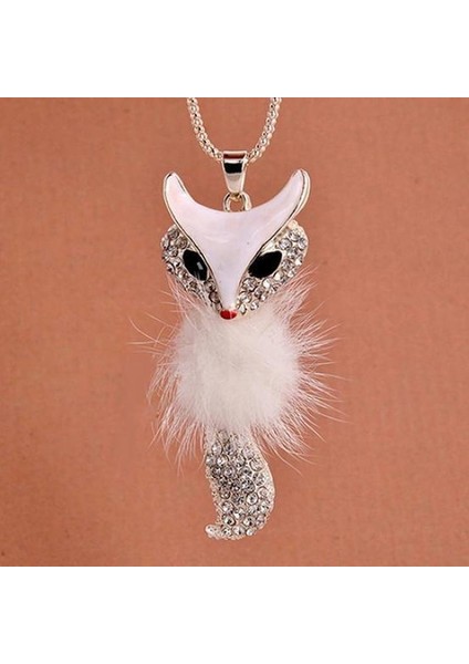 Moda Sevimli Tilki Desen Taklidi Kakma Kürk Uzun Kazak Zinciri Kolye (Yurt Dışından)
