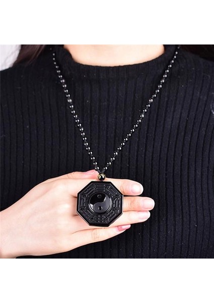Doğal Obsidyen Yin Yang Dedikodu Tai Chi Muska Çin Erkek Kadın Takı Kolye (Yurt Dışından) modelleri