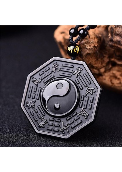 Doğal Obsidyen Yin Yang Dedikodu Tai Chi Muska Çin Erkek Kadın Takı Kolye (Yurt Dışından) fırsatları