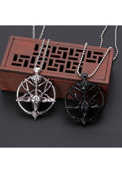 Pentagram Sabbatic Keçi Kafası Baphomet Laveyan Lavey Satainism Kolye (Yurt Dışından)