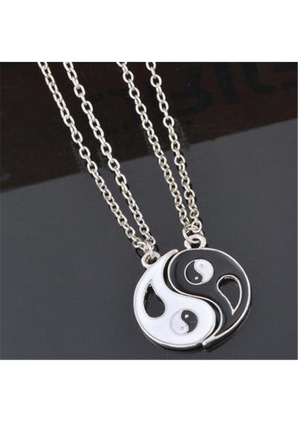 1 Takım Retro Şık Best Friends Ying Yang Iki Bagua Charm (Renk: Gümüş) Kolye (Yurt Dışından)