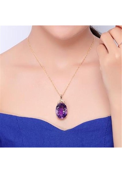 Kadın Abartılı Deluxe Mor Yapay Elmas Mikro Işlemeli Yapay Elmas ile Kolye (Yurt Dışından)