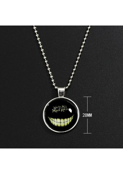 Aydınlık Şeytan Gülümseme Cabochon Işıklı Şeytan Gülümseme Sanat Resim Desen Kolye (Yurt Dışından)