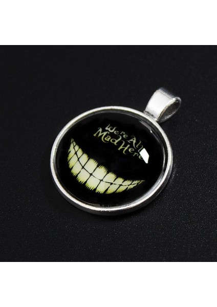 Aydınlık Şeytan Gülümseme Cabochon Işıklı Şeytan Gülümseme Sanat Resim Desen Kolye (Yurt Dışından)