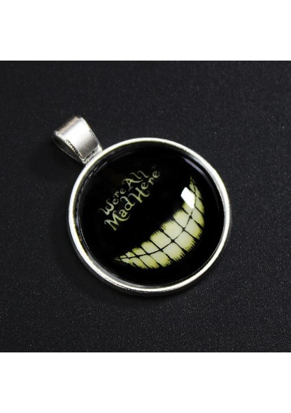 Aydınlık Şeytan Gülümseme Cabochon Işıklı Şeytan Gülümseme Sanat Resim Desen Kolye (Yurt Dışından)