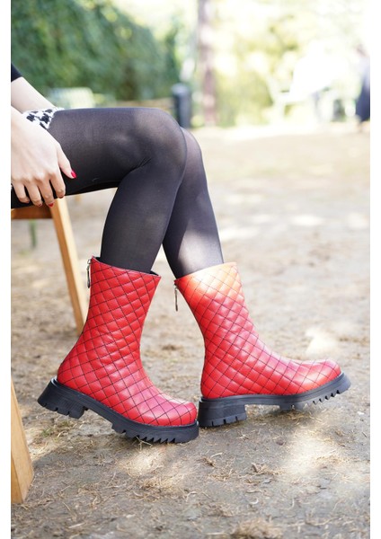 Hakiki Deri Kırmızı Kadın Postal Bot 222127206 fiyatları