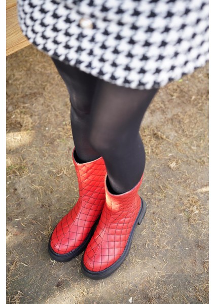 Hakiki Deri Kırmızı Kadın Postal Bot 222127206 modelleri