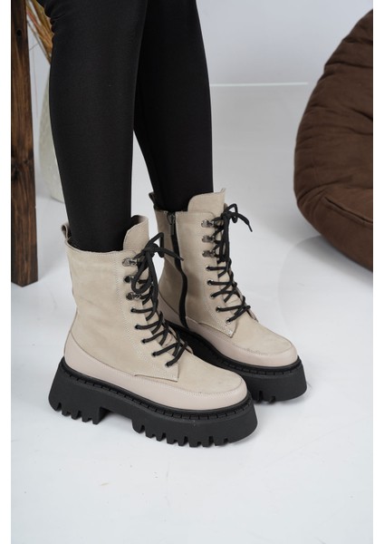 Hakiki Deri Kürklü Vizon Süet-Vizon Kadın Postal Bot 222108212