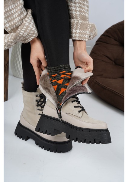 Hakiki Deri Kürklü Vizon Süet-Vizon Kadın Postal Bot 222108212 modelleri