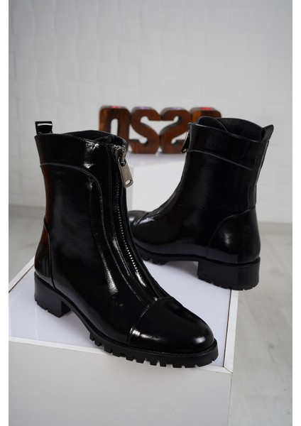Hakiki Deri Siyah Rugan Kadın Düz Bot 212127228