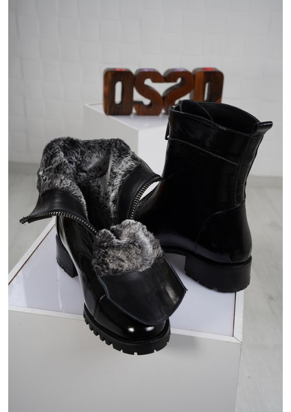 Hakiki Deri Siyah Rugan Kadın Düz Bot 212127228 modelleri