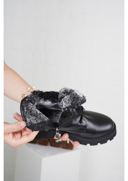 Hakiki Deri Siyah Kadın Kısa Bot 222134205 fırsatları